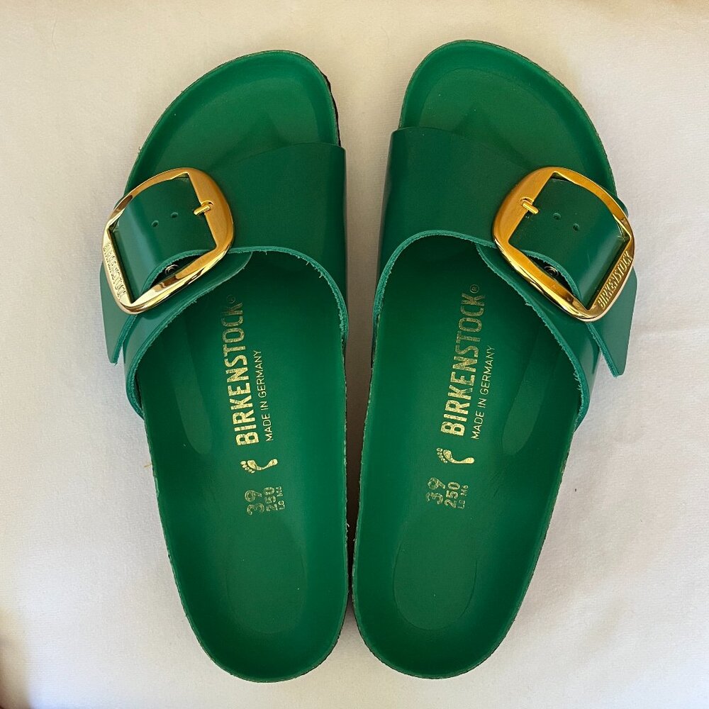 BIRKENSTOCK Madrid Big Buckle | Patent Leather | Digital Green | US 8.5  EU 39